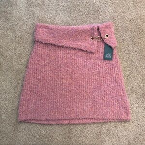wild fable Pink Textured Knit Mini Skirt with Gold Ring Detail